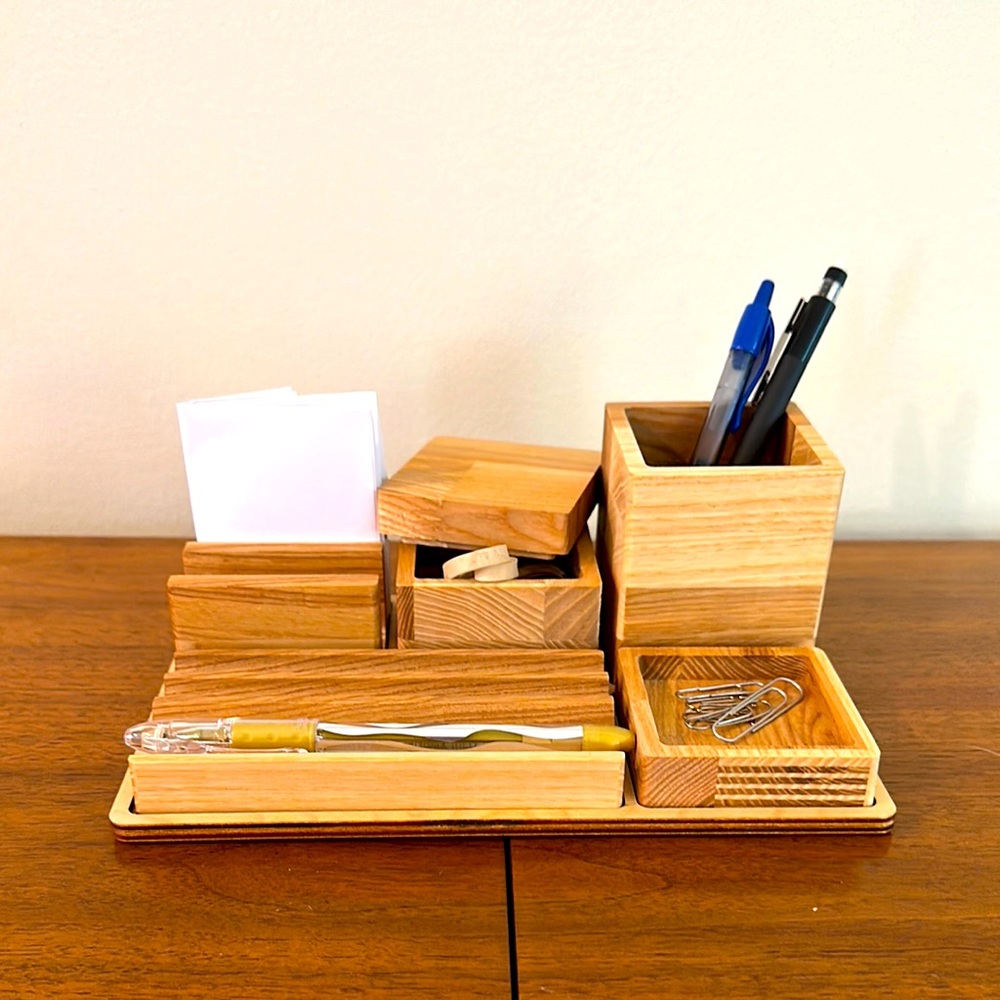 Wooden Desk Organizer Set